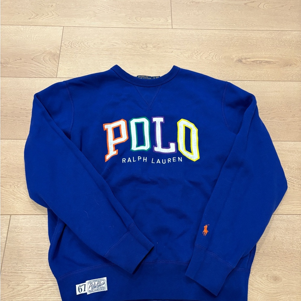 Polo by Ralph Lauren Unisex Multicolor Logo Blue Sweater